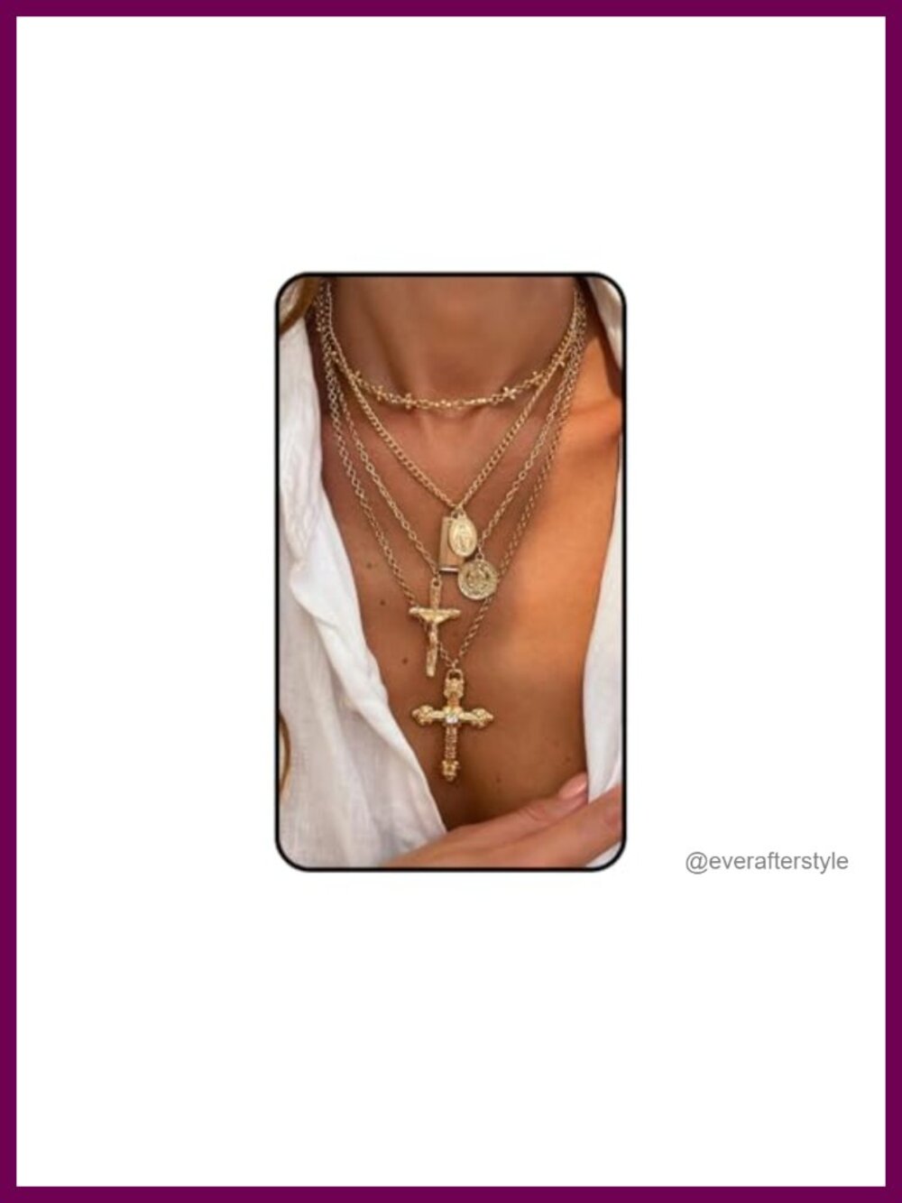 Gold Layered Cross Necklace Set, 3Pcs Chunky Choker Y-Necklace Gothic Religious